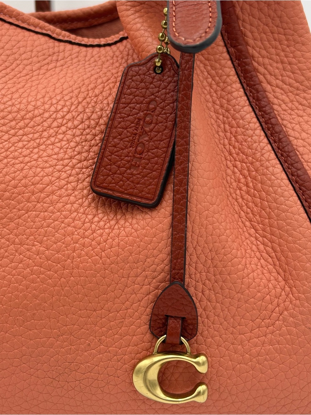 Coach Pebbled Leather Peach Lori Tote - Picture 2 of 16